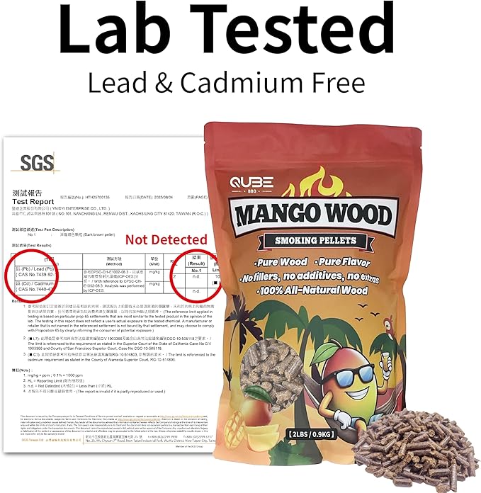 Taiwanese Mango Wood Smoking Pellets | Sweet Tropical BBQ Smoke | Use Less, Taste More | 100% Natural Hardwood for All Grills & Smokers | 2lb Bag
