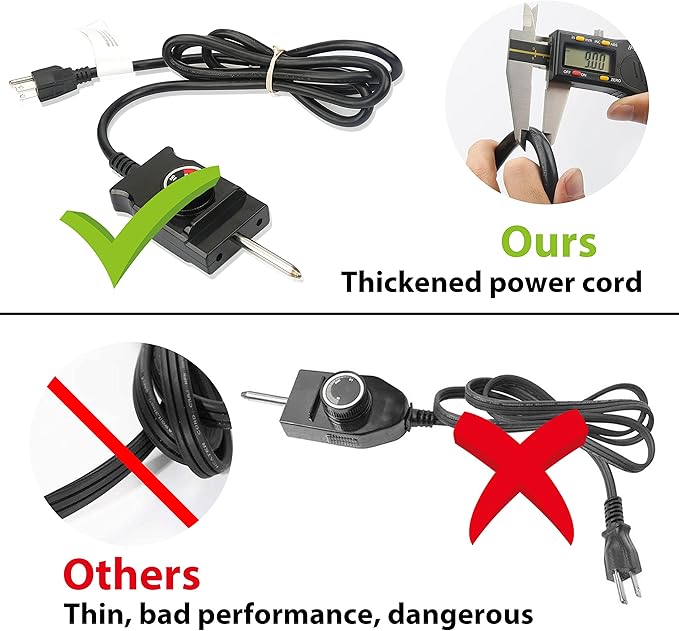 Heating Element Replacement for Masterbuilt Analog Control with Thermostat Power Cord Controller 1400 Watt Part 9907150014 Electric Smoker Grill Accessories