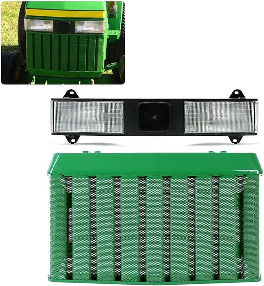 Front Bar Headlight & Hood Grille LVA802641 AM876800 Fit for Lawn Mower 670 770 790, Replacement for John Deere OEM