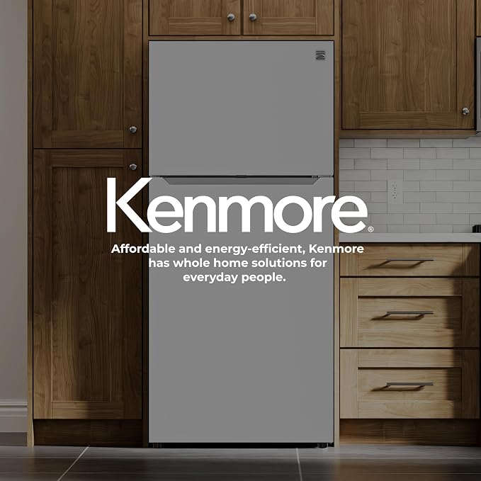 Kenmore 25 cu. ft. 33" Wide Top Mount Refrigerator - White | Adjustable Glass Shelving, Humidity-Controlled Crispers, Gallon Door Bins, LED Lighting, ENERGY STAR Certified