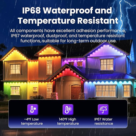 100FT Permanent Outdoor RGB Lights, Smart Outdoor String Lights with App Remote Control, 16 Million Colors & 100 Scene Modes, IP67 Waterproof Outdoor Lights for Patio Garden Yard Holiday Party Decor