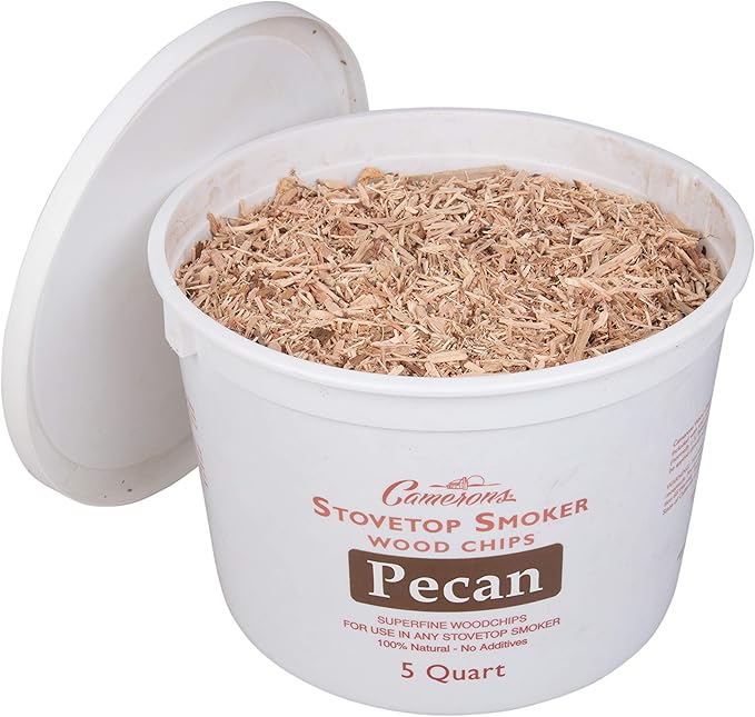 Camerons All Natural Extra Fine Pecan BBQ Wood Chips for Smokers (5 Quart, 4.731L) - Kiln Dried Wood Sawdust Shavings for Cocktail Smoking Guns, Stovetop Smokers, Smoke Boxes - Barbecue Grilling Gifts