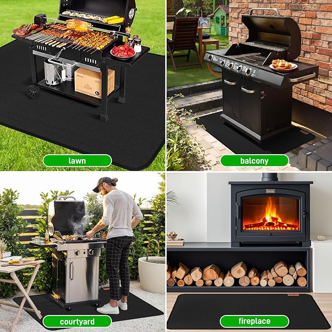 MODIGT Large 76"×52" Under Grill Mat for Outdoor Grill,Double-Side Fireproof & Heat-Resistant Outdoor Grill Mat,Protective Mat for Patio,Courtyard,Tabletop