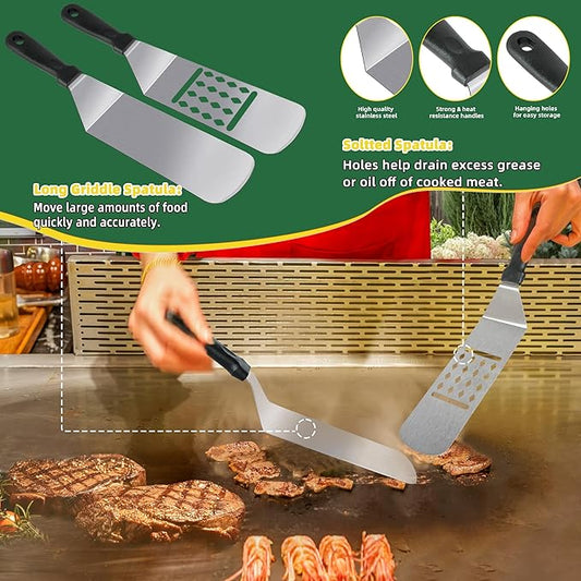 30PCS Griddle Accessories Kit, Flat Top Grill Accessories Set for Blackstone and Camp Chef, Grill Spatula Set with Melting Dome, Burger Press, Gifts for Men, Christmas Stocking Stuffers for Adults Men