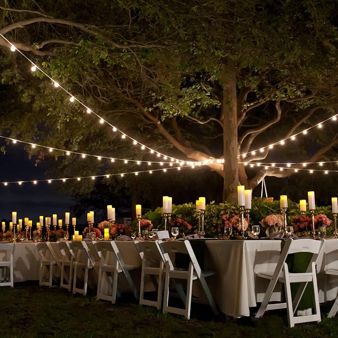 Banord Outdoor String Lights, 50FT Waterproof Patio Lights with 1W Dimmable LED Bulbs, Hanging String Lights for Outdoor Backyard, Garden, Deck, Porch, Gazebo, Balcony, Camping, Party(White)