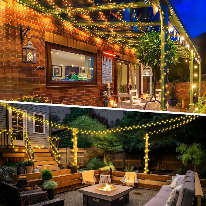 XURISEN 403FT 1000 LED Christmas Lights Outdoor Green Wire String Lights 8 Modes with Timer Memory Waterproof Fairy Lights Plug in for Xmas Tree Wedding Yard Party Holiday Decorations(Warm White)