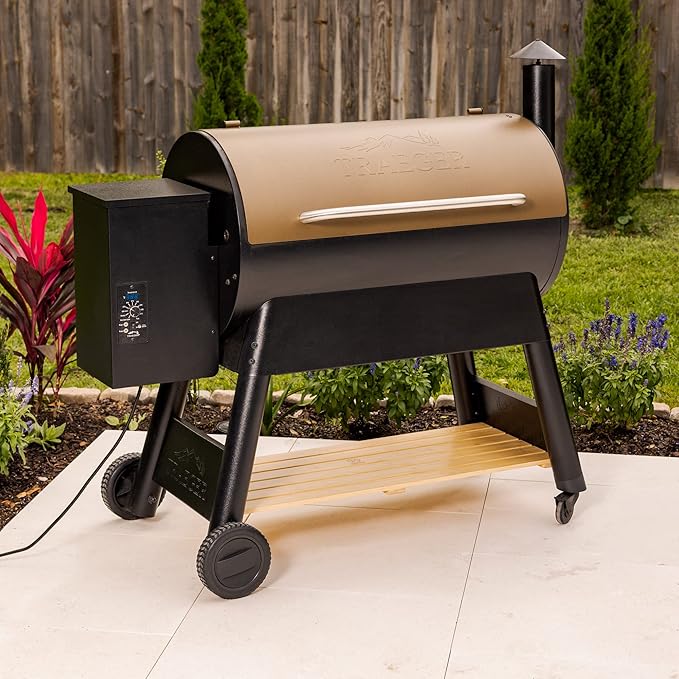 Pellet Grill Storage Shelf Compatible with ONLY The Traeger Pro Series 34 Pellet Grills - Our Durable Bamboo Shelf Provides Extra Storage Space for All Your Pellets and Accessories