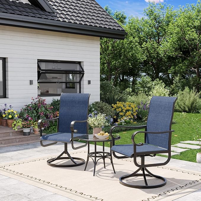 Patio Swivel Chair Set of 6, 360° Swivel & 15° Rocking High Back Outdoor Dining Chairs, All-Weather Metal Frame Patio Chairs for Backyard, Deck, Garden, Poolside Indoor Outdoor Use, Table Not Include