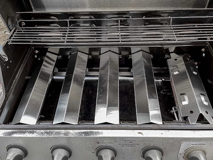 Criditpid Grill Replacement Parts for Brinkman 810-3660-S, 810-3661-F Models. Stainless Steel Grill Heat Plate Shields, Pipe Burner Tubes and Crossover Tubes.