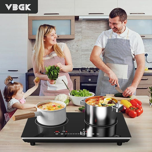 VBGK Double Induction Cooktop,4000W 2 burner induction cooktop,110V Hot Plate Electric Burner Portable Induction cooktop 2 burner with LCD Touch Screen 9 Levels Settings Child Safety Lock & Timer