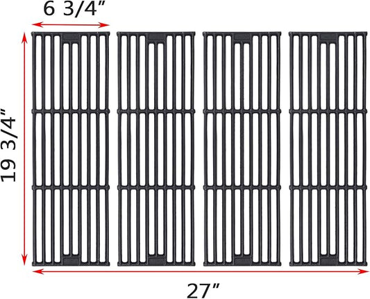 GGC 19 3/4" Grill Grates for Chargriller 3001, 5050, 3008, 3030, 3725, 4000, 5252, King Griller 3008, 5252, 4 PCS Cast Iron Grill Grates Replacement for Char griller Grills