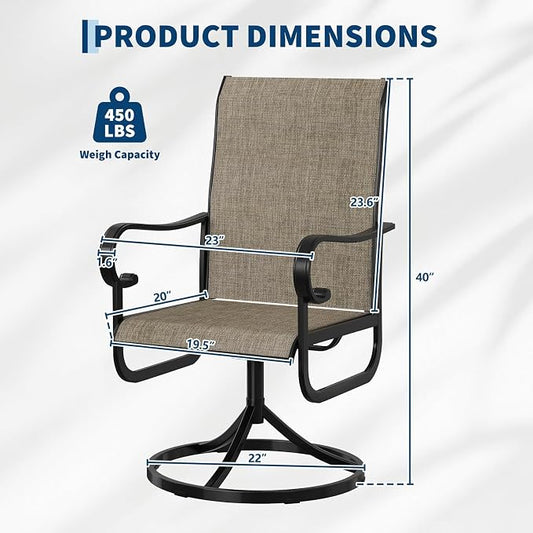 Patio Swivel Chair Set of 6, 360° Swivel & 15° Rocking High Back Outdoor Dining Chairs, All-Weather Metal Frame Patio Chairs for Backyard, Deck, Garden, Poolside Indoor Outdoor Use, Table Not Include