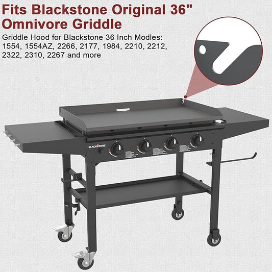 Upgrade Hinged Lid for Blackstone 36 Inch Omnivore Griddle 1554 2266 2177 1984 2210 2212 Griddle Hard Cover, Grill Hood Flat Top with Thermometer for Blackstone 5856