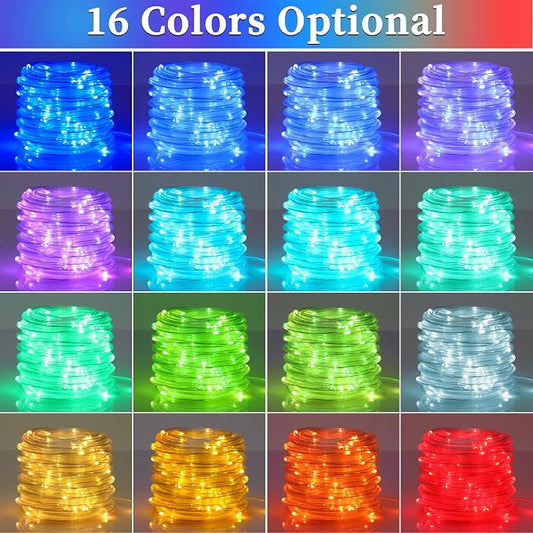 ANJAYLIA 66FT 200 LED Color Changing Rope Lights with Plug and Remote | Led Outdoor Waterproof Rope Light with Color Option, 7 Modes, Timer, Memory, Remote For Bedroom, Deck, and Holiday Decor