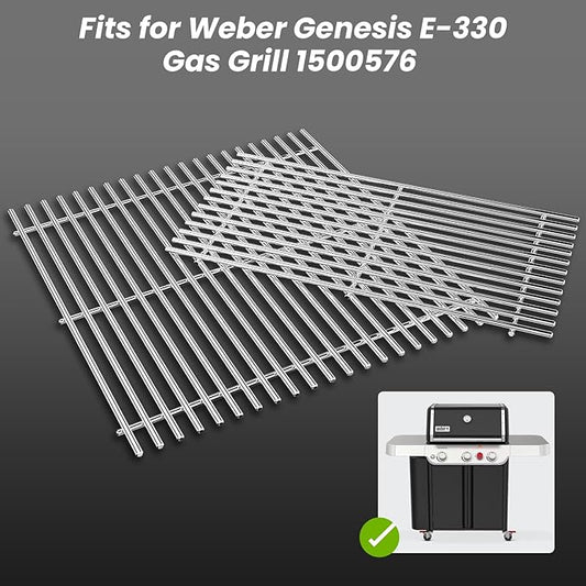 Uniflasy Genesis II 300 Grill Grates 66095 66802 Replacement for Weber Genesis II LX 300 GS4 Parts 66805 84136 18.75" 7MM Stainless Steel Cooking Grates for E310 E315 E325 E330 S310 S335 S345