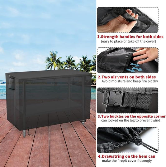 Outdoor Prep Table Cover 22 Inch,Waterproof Patio Outdoor Stainless Steel Metal Grill BBQ Table Cart Cover Dustproof Windproof All Season Pretection for Outdoor Table - 22 x 22 x 34 Inch