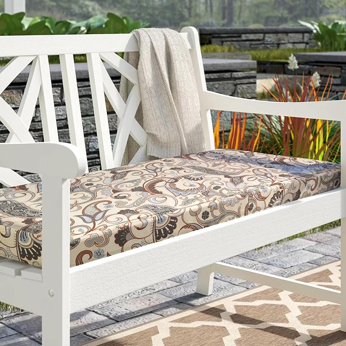 NettyPro Outdoor Patio Bench Swing Cushion Cover Replacement Water Resistant UV Protection Outside Loveseat Cushion Slipcovers with Zipper, 48 x 18 x 3 Inch
