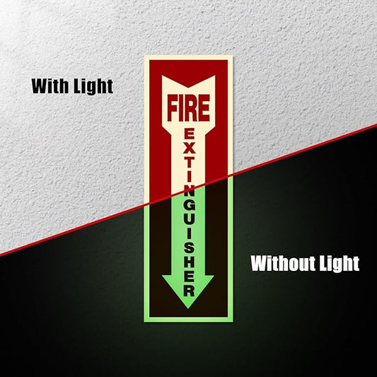 Fire Extinguisher Signs,Safety Sign Sticker glow in the dark 12 Pack 4" X 12" Durable Self Adhesive, Waterproof and UV Protected,for Home, Office or Boat