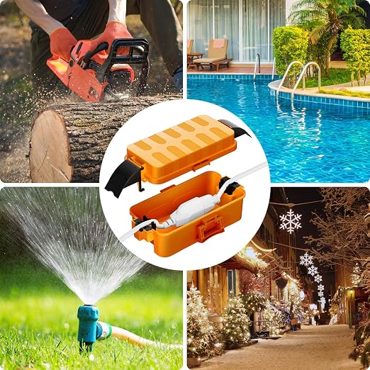 Flemoon IP55 Small Outdoor Electrical Box Waterproof, for Power Strip | Inner 5.9 x 3.2 x 1.8inch, Extension Cord Cover with Detachable Awning Covers for Plug, Outlet, Holiday Lights, Orange