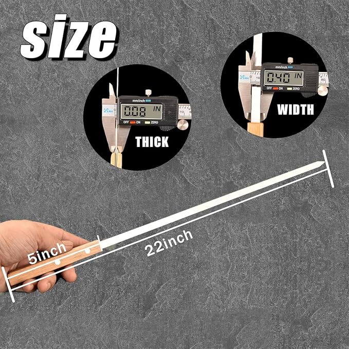 22-Inch Long Flat BBQ Skewers, HONSHEN 3/8 Inch Heavy Duty Stainless Steel Wide Blade with hardwood Handle barbecue skewers for Grilling Meat,Chicken,Beef-Set of 12 (22Inch Flat BBQ Skewers 12p)