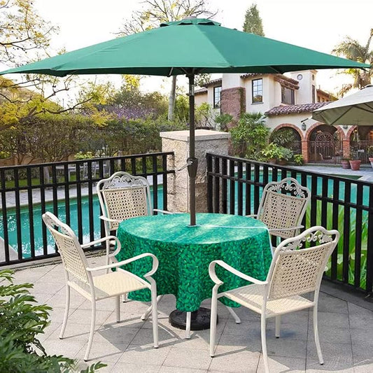 EHouseHome Outdoor and Indoor 60inch Round Tablecloth with Umbrella Hole and Zipper, Waterproof Zippered Patio Cloths, Spring/Summer Table Covers for Backyard Circular Table/BBQs/Picnic