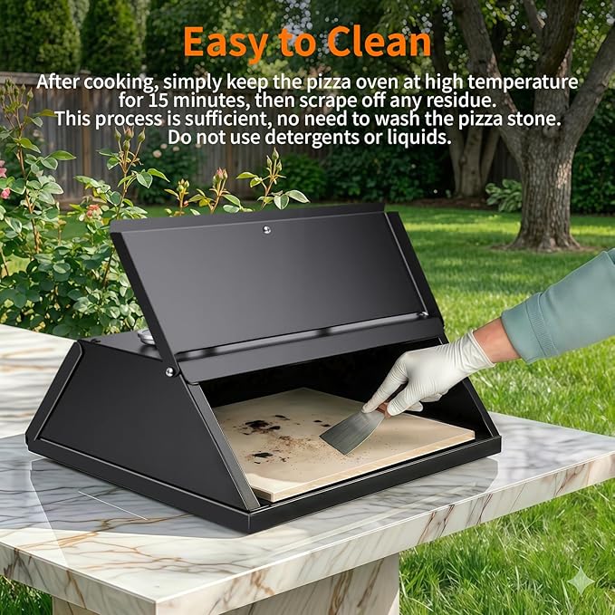 Outdoor Pizza Oven for Grill, Grill Top Pizza Oven with Pizza Stone & Thermometer, Stainless Steel Pizza Oven Accessory for Gas, Charcoal & Propane Grills, for Backyard Pizza Nights, Outdoor Cooking