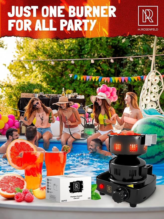 PRO Multipurpose Electric Charcoal Starter - Electric Charcoal Burner Approved Electric Stove - Coconut Charcoal Lighters with Tongs - 450W Hot Plate Electric with 304 Stainless Steel Coiled Burner