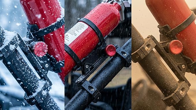 UTV Fire Extinguisher Mount Kit - Aluminum Adjustable Quick Release Roll Bar Car Fire Extinguisher Bracket Holder for 1.75-2in Roll Bar UTV Compatible with Polaris RZR SXS Ranger Camper Can-Am