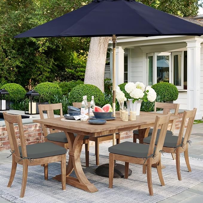 HARBOREST Outdoor Chair Cushions Set of 6, Water Resistant Patio Chair Cushions with Ties, Outdoor Seat Cushions for Patio Furniture, 17"x16"x2", Dark Grey