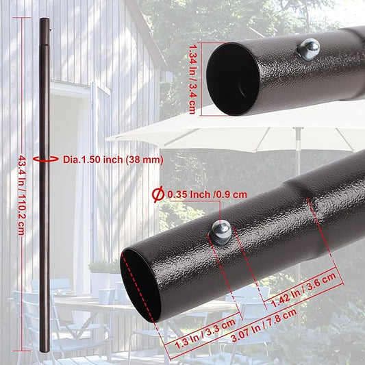 Blissun Umbrella Replacement Lower Pole, Patio Umbrella Bottom Pole with Bullet Buckle, Only Compatible Umbrellas