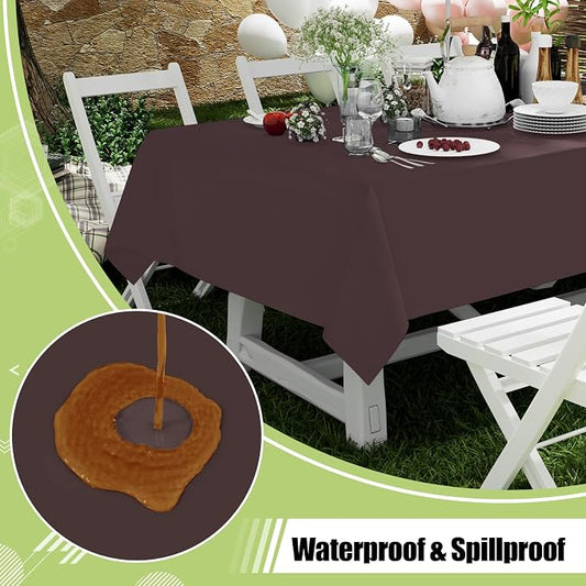 Smiry Disposable Table Cloth 3 Pack, 54 x 108 Inch Waterproof Plastic Tablecloth, Decorative Rectangle Table Covers for Party, Birthday, Picnic, Coffee