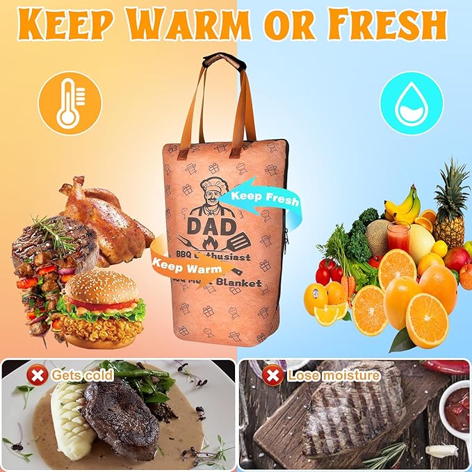 BBQ Blanket for Resting Meat, Reusable Reat Insulated Resting Bag, Smoker Meat Resting Blanket, Insulated Brisket Resting Blanket with Wide Mouth Perfect for Gifting, Dad Gift(21 in)
