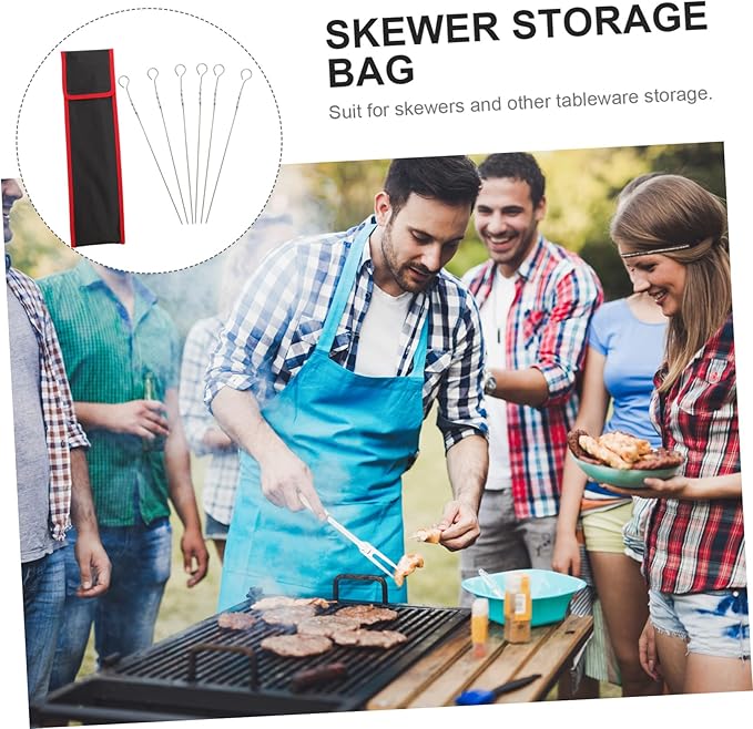 SHOWERORO Kabob Skewers for Grilling Waterproof Skewer Storage Bag Bbq Kit Barbecue Sticks Container Portable and Easy to Clean Great for Outdoor Indoor Use