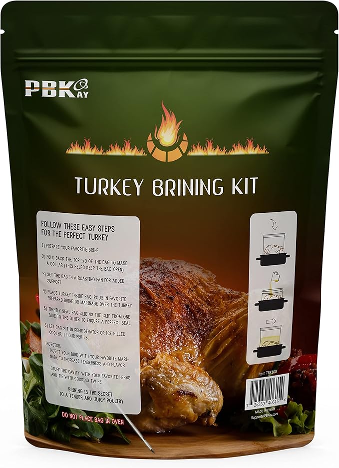 Large Turkey Brine Bags, Combo Pack - Marinade Injector - Roll cooking Twine - XL Heavy Duty Leakproof, Food grade BPA free