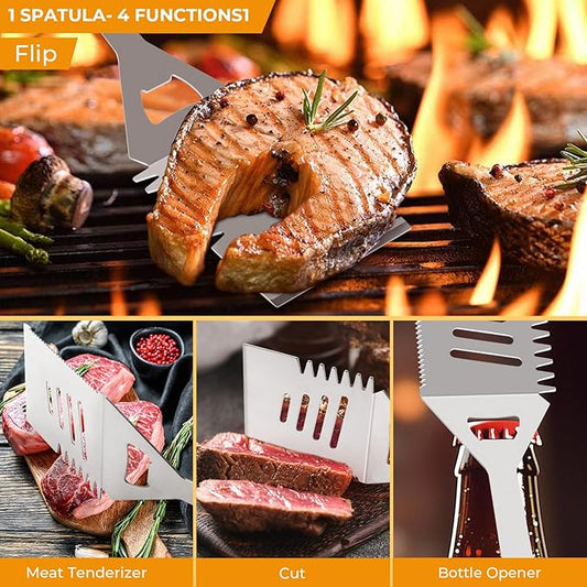 Grill Utensils Set,15 Pcs Stainless Steel BBQ Accessories Set, Portable Professional Grill Tool, Perfect Grill Kit Gift for Outdoor with Bag