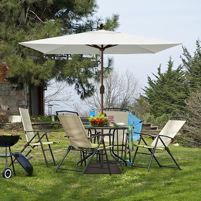EliteShade USA 10-Year-Non-Fading 6.5x10Ft Rectangular Market Patio Umbrella, UPF 50+ UV Protection Performance Sun Umbrella, Heavy Duty Commercial Grade Outdoor Table Umbrella with Crank, Windproof Vented Top for Garden, Pool, Deck and Outdoor Playset...