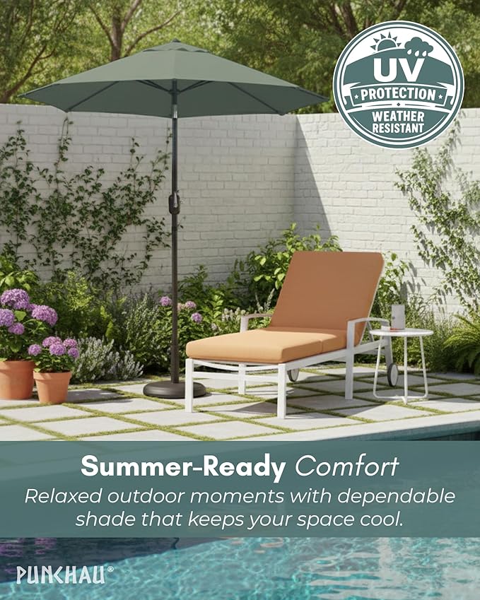 6 Ft Outdoor Patio Umbrella, Easy Open/Close Crank and Push Button Tilt Adjustment - Olive Market Umbrellas