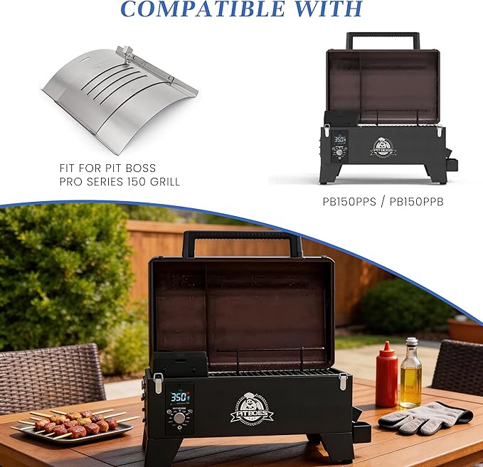 Flame Broiler Kit for Pit Boss PB150PPS Portable Pellet Grill, Heat Diffuser Replacement Parts for Pit Boss 10697 Table Top Wood Pellet Grill, Includes Main Plate and Slide Cover, Replaces Part 31971
