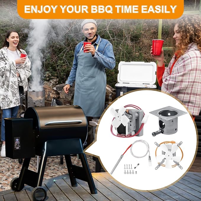 Upgrade Grills Replacement Parts Kit for Pit Boss, Traeger Wood Pellet Grills, Include 2.0 RPM Auger Motor, Hot Rod Ignitor, Fire Burn Pot, Induction Fan, Fit for Camp Chef, Z Grills Pellet Grill