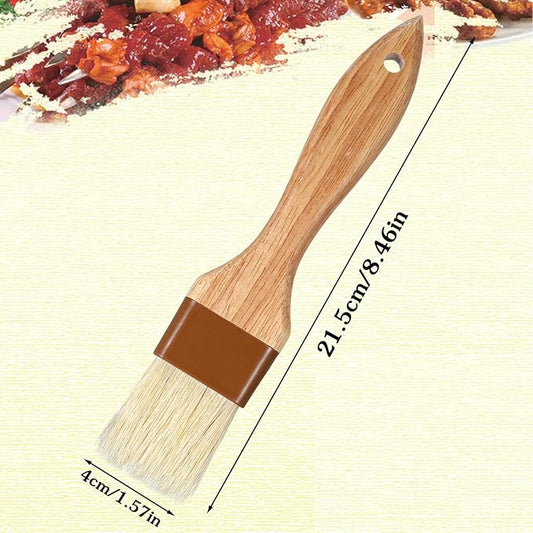 Molain 2 Pack Natural Boar Bristle Pastry Basting Brush, 1.5 Inch Non-Shedding Heat Resistant Cooking Brush for Butter Egg Wash Oil Sauce Baking with Wooden Handle