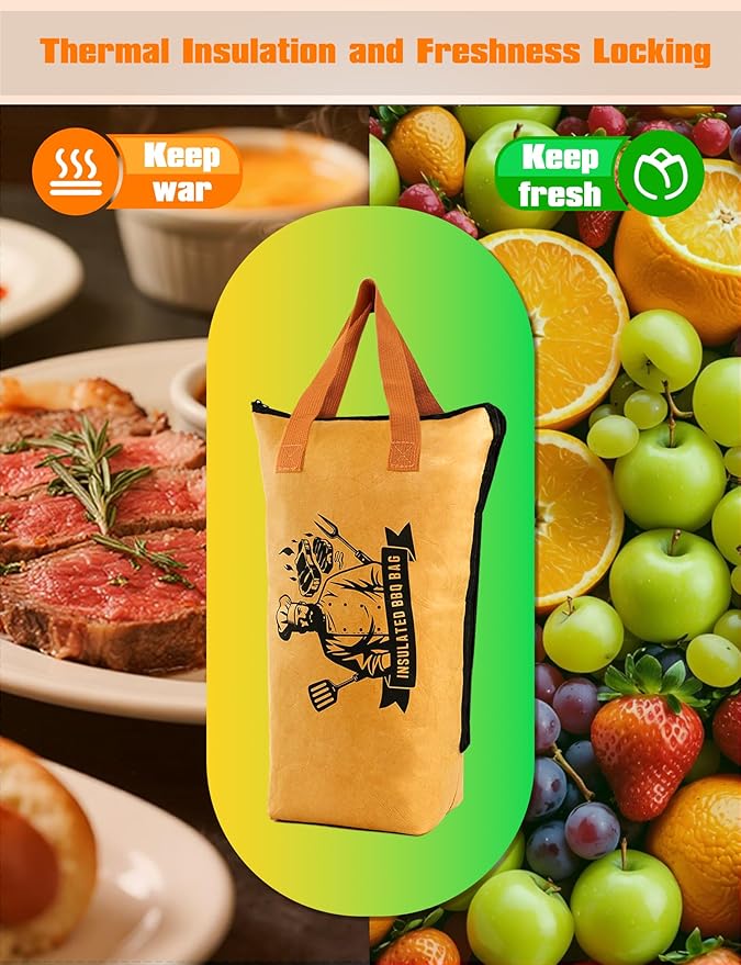 Large BBQ Blanket for Insulated Resting Meat– Reusable Smoker Grilling Meat Thermal Bag with Wide Mouth for Large BBQ Cuts like Brisket, Pork Shoulders, and Turkeys(XL,21in)