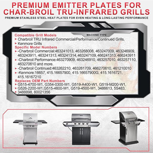 DcYourHome Stainless Steel Emitter Plates Replacement for Charbroil Commercial Tru-Infrared 463241013 463268008 463247009 463246909 463243911 463241313 463241314 463247109 466241313 Grill Parts,3-Pack