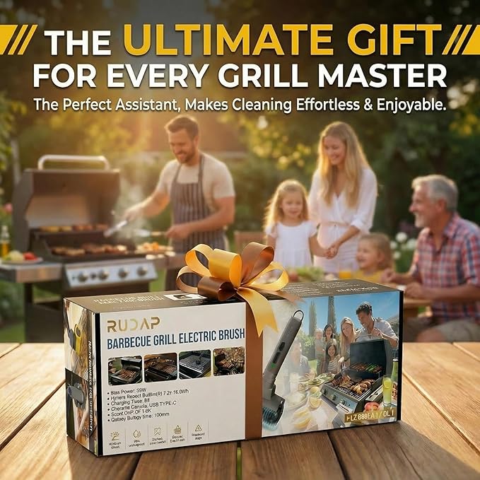 Electric Grill Brush, Upgraded 50W 5200mAh Grill Cleaner with 150Min Runtime, 3-Speed & Angle Adjustable Brush for BBQ Grates, Anti-Shedding (Brown)