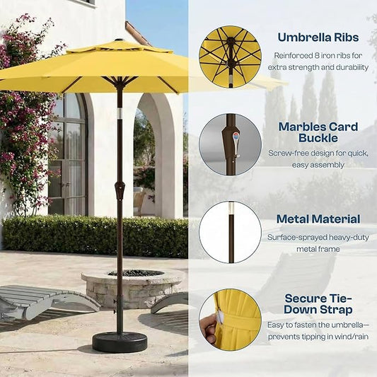 Patio Umbrella, 2 Tier Outdoor Table Umbrella, Large Vented Market Umbrellas with Push Button Tilt and Crank, 8 Sturdy Ribs for Backyard, Deck, Pool, UPF50+ UV Protection