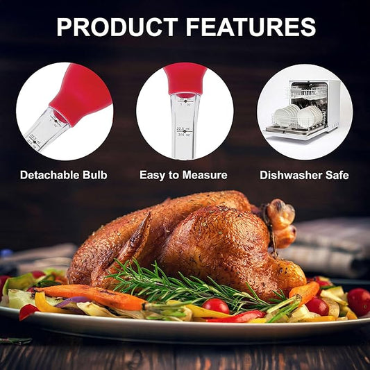 HIC Kitchen Roasting Stand-Up Turkey Baster, Heat-Resistant Silicone Bulb With Plastic Tube, 1-Ounce Capacity, Set of 2