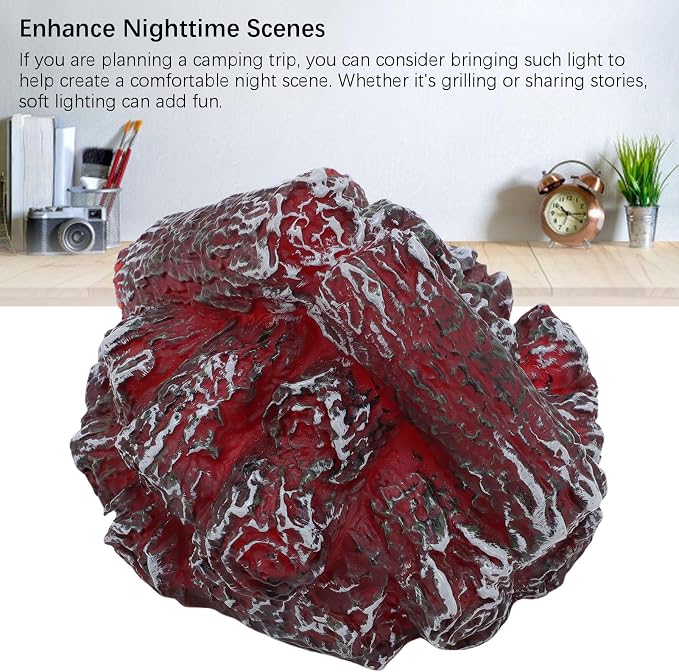 YOUTHINK LED Charcoal Lamp, Flameless Fireplace Light, USB Charging, Indoor Outdoor Use, for Home Decor, Night Light