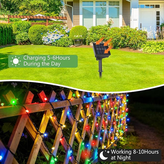 4 Pack Solar String Lights, Total 132Ft 400 LED Solar Powered Twinkle String Lights Waterproof with 8 Lighting Modes Green Wire for Patio Garden Party Yard Wedding Decors (Multicolor)