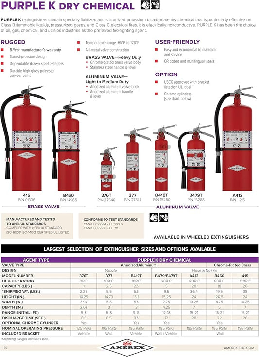 Amerex B479T - 5 lb. Purple K Fire Extinguisher with Strap
