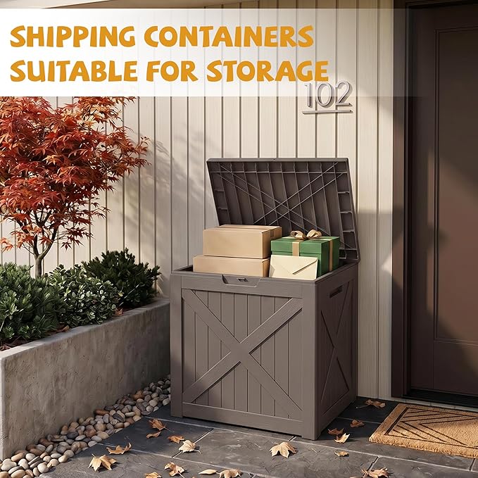 40-Gallon Outdoor Storage Box, Waterproof Deck Box for Patio Cushions, Garden Tools, Pool Accessories, Lockable Outside Storage Bin for Backyard & Deck (Grey)