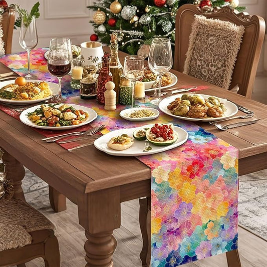 Wildflowers Table Runner,Dining Decor for Kitchen Coffee Table Family Dinners Holiday Parties Wedding Events Decor(13x72 inch)